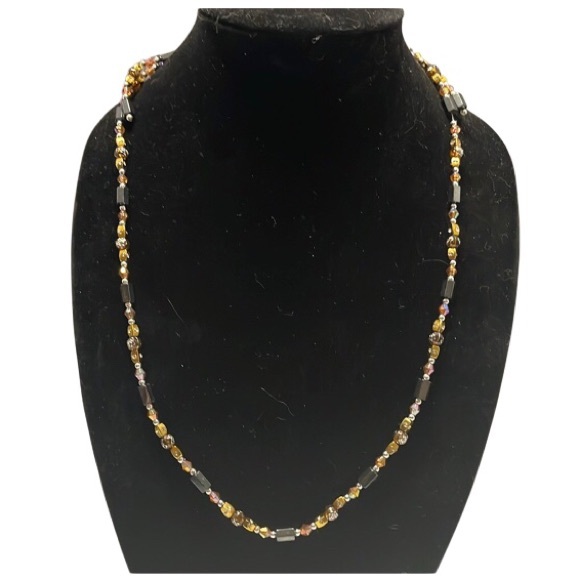 Handmade Magnetic Hematite with Iridescent Beads Necklace - Picture 3 of 3